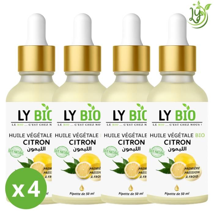 Huile Végétale Capillaire - LYBIO - Citron - 50ML - Lot de 4 - Hydratant