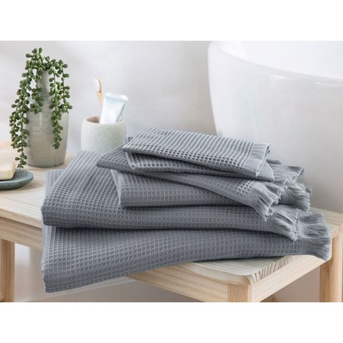 Drap de Bain - L'Estagnol - Bleu Ardoise - 30 x 50 cm - 100% Coton - Absorbant et Séchage Rapide