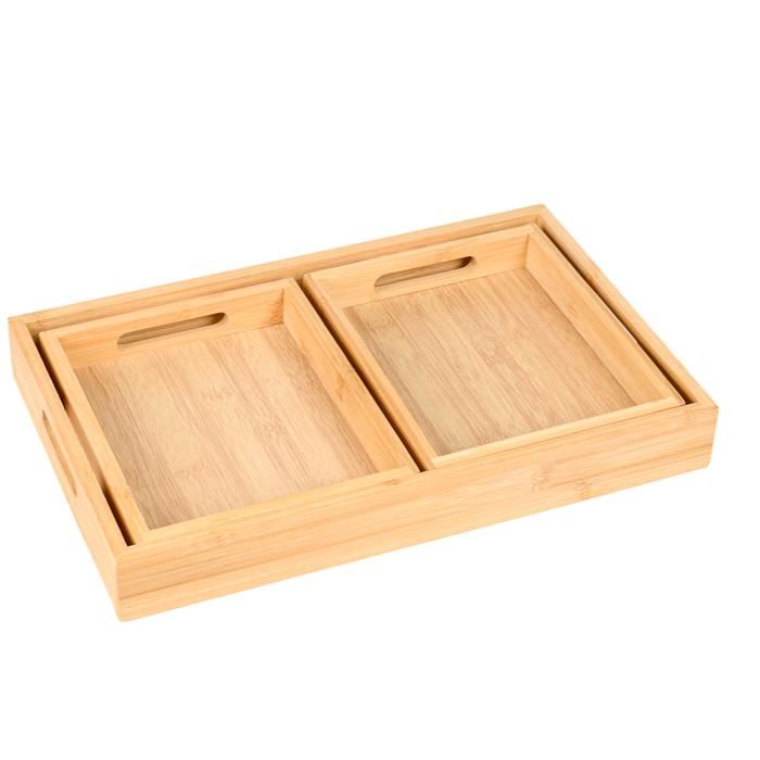 SET 3 PLATEAUX BAMBOU 40*25*5CM22*18*4CM1100G