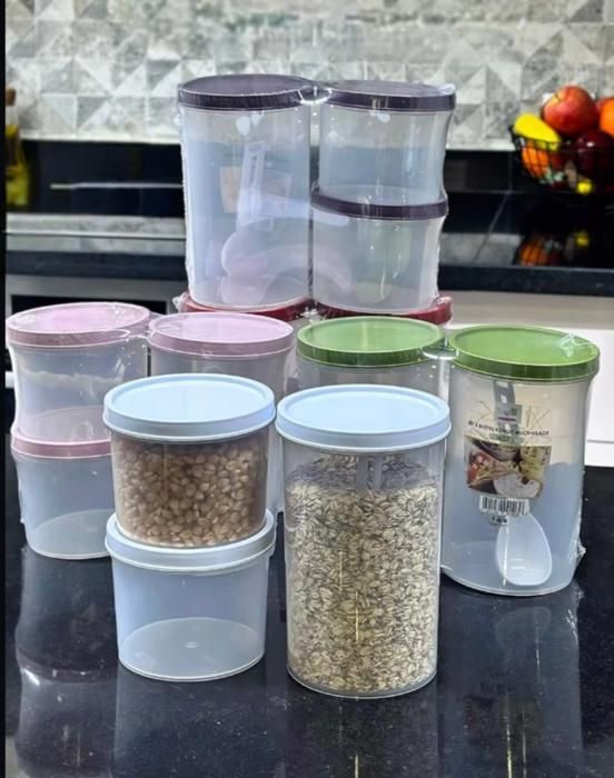 Boîtes de stockage - Non spécifié - 3 pièces - Avec cuillère en plastique - Couleurs aléatoires