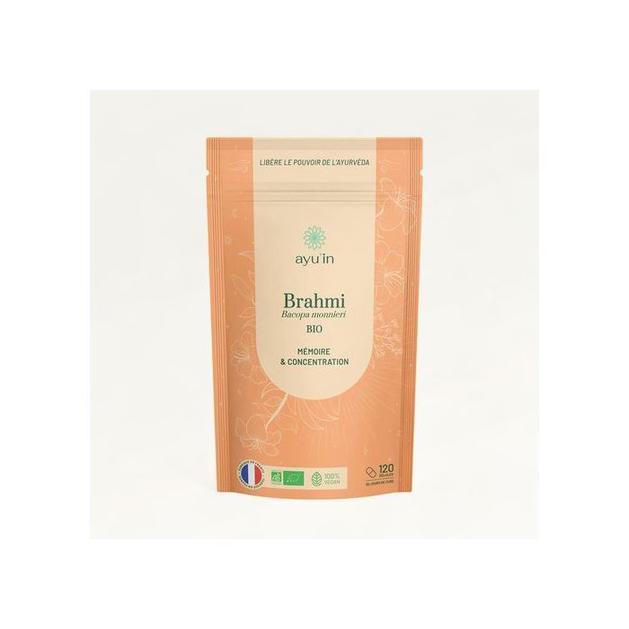 ayu'in Brahmi Bio et Végan - mémoire & concentration, 120 gélules - Made in France