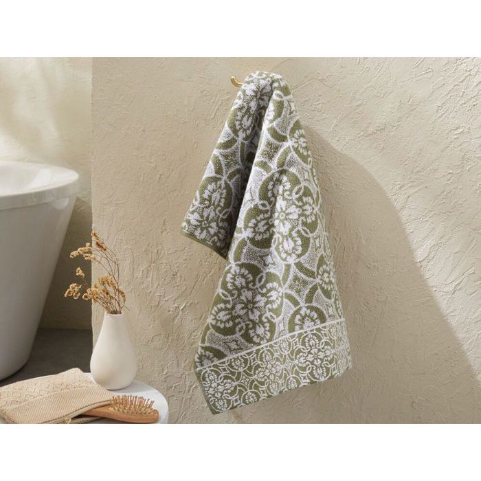 Serviette Invité - Séville - Jacquard - Vert - 30 x 50 cm - 100% Coton