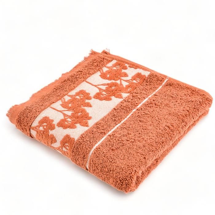 SERVIETTE JACQUARD BRIQUE FLORALIA 50X90 - 500 G