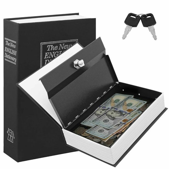 Anka Coffre-fort de livre - serrure à clé, étui à bijoux avec 2 clés