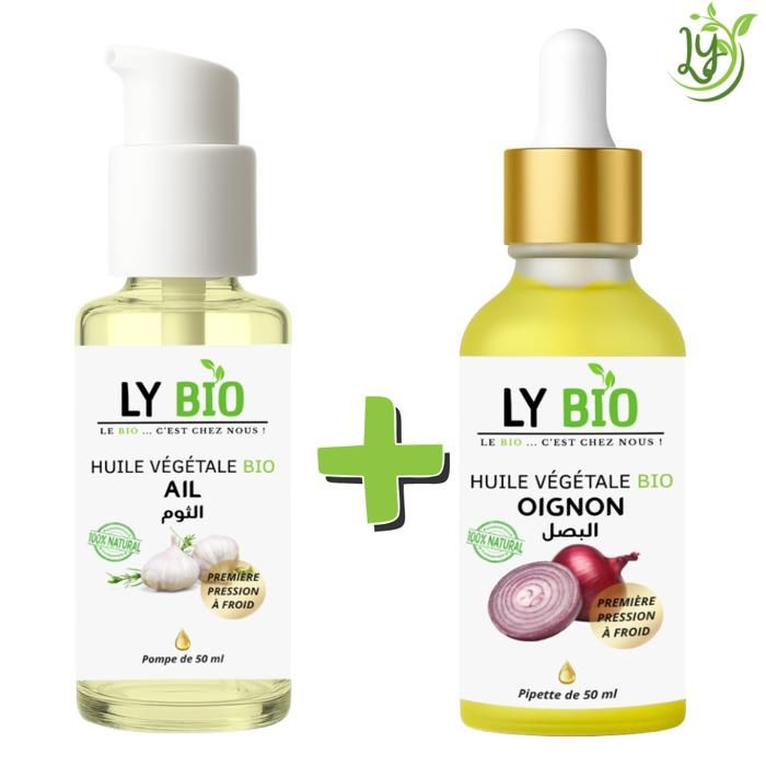 Huile - LYBIO - Pack Huile Ail 50ml + Huile Oignon 50ml - Hydratant - Tous types de cheveux - Mixte