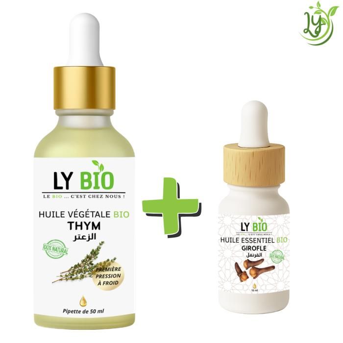 Pack de soins - LYBIO - HUILE THYM 50ML - PIPETTE - HUILE ESSENTIEL GIROFLE 10ML - Mixte