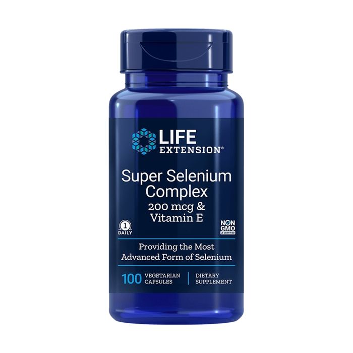 Super sélénium complexe 200 mcg & Vitamine E (100 capsules végétariennes). Life Extension.