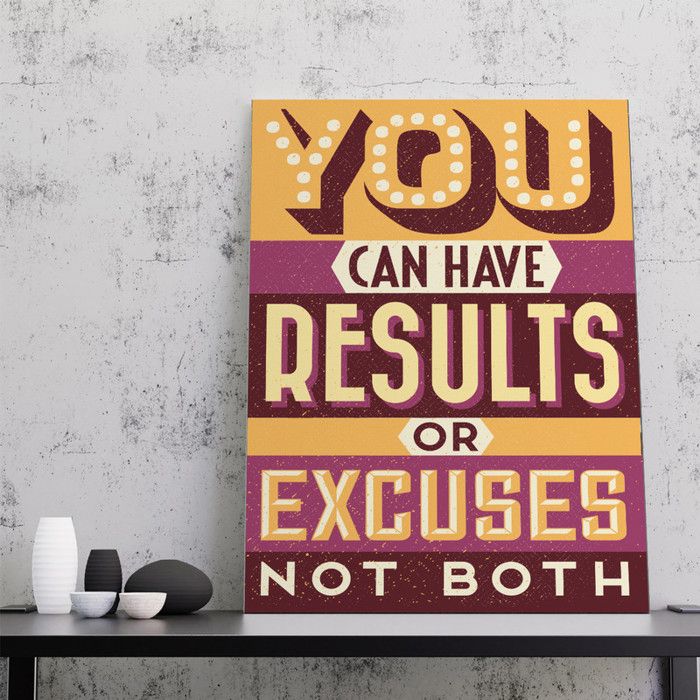 Tableau Décoratif - You Can Have Results or Excuses - 60x90 cm - Multicolore - Design Contemporain