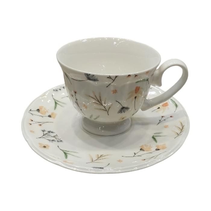 TASSE ET Sous TASSE FLEURS EN PORCELAINE 150ML/15CM