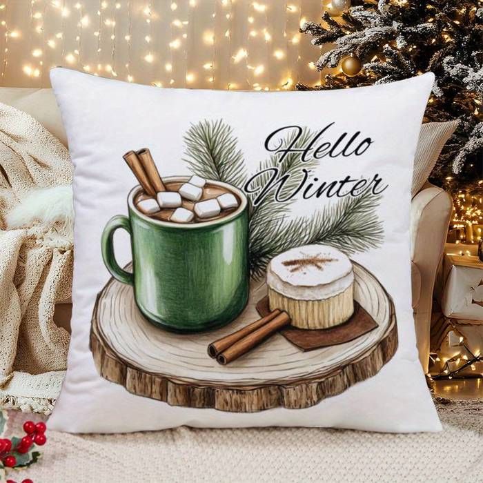 Housse de Coussin - OUTFITS AND MORE - Tasse de Café - 40x40cm - Douce - Multicolore