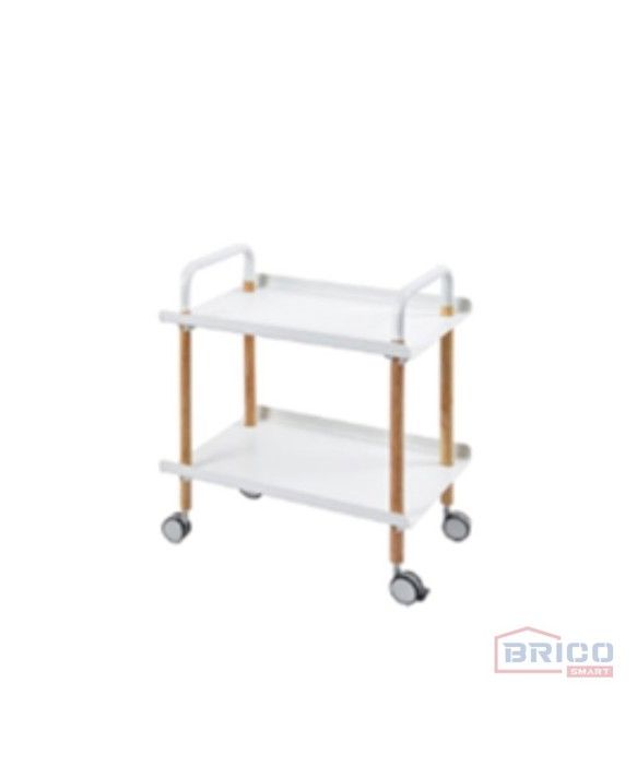 Chariot à roulette à 2 niveaux (50*35*59cm - Blanc)