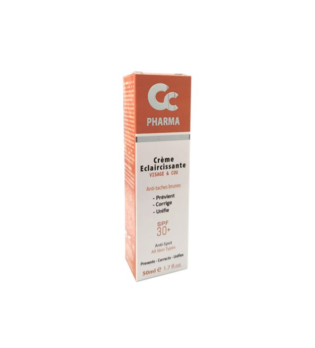 CC PHARMA Crème Eclaircissante Visage &amp; Cou SPF 30+ 50ml
