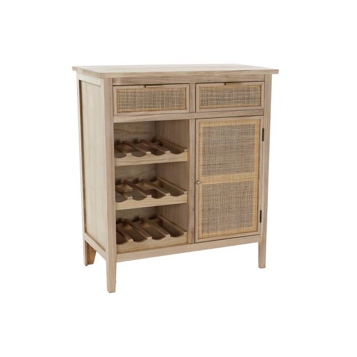 Porte bouteilles en bois de Paulownia et rotin 79,5x38x90 cm