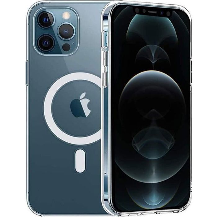 Coque pour iPhone 12 PRO - Phonillico - Silicone Transparent - Cercle magnétique - Souple - Résistant aux chocs