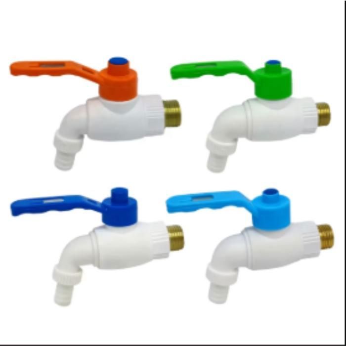 Robinet Vanne de Vidange - Plastique - Sortie Diam. 30mm - ¼ de tour - Coudée - Vendu à l'unité (Couleur aléatoire)