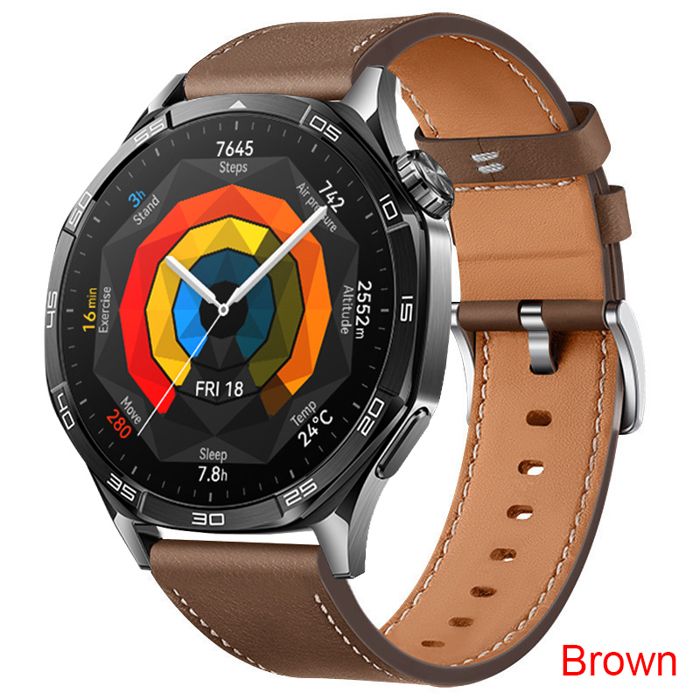 Bracelet 22mm en cuir Marron pour Huawei Watch GT5 46mm