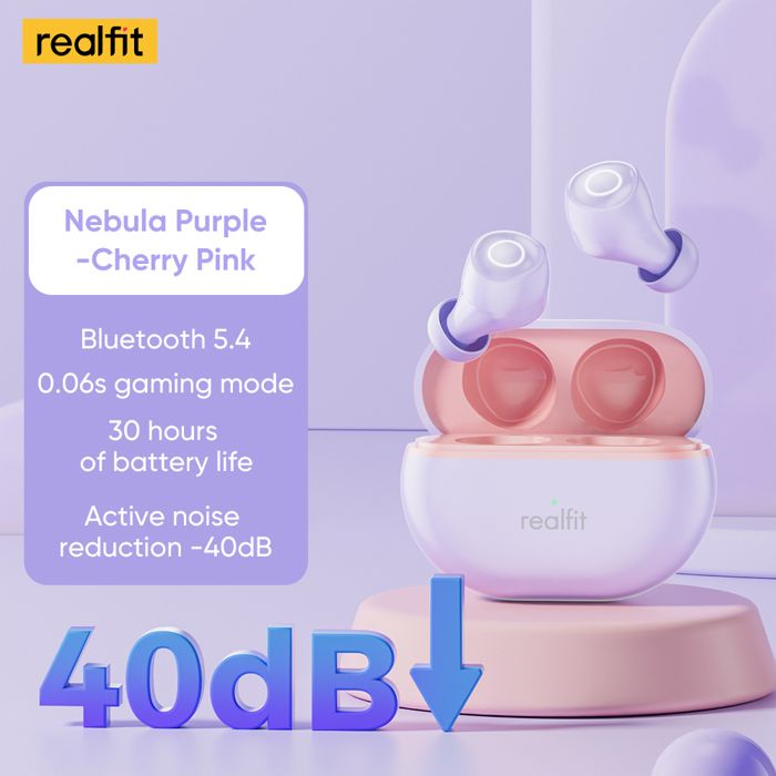 Realfit F4 Mini ANC Bluetooth écouteurs 40dB suppression Active du bruit  Couleur Violet