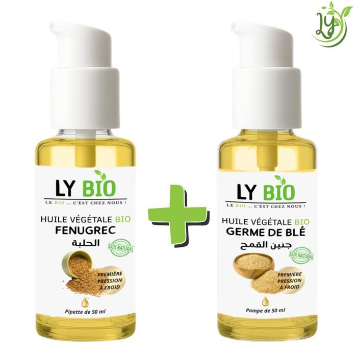 LYBIO PACK HUILE FENUGREC 50ML - POMPE + HUILE GERME DE BLE 50ML - POMPE