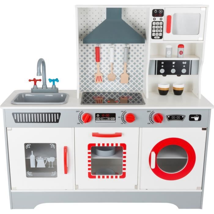 Cuisine de luxe pour enfants - small foot - Plaques lumineuses - Four - Micro-ondes - Ustensiles