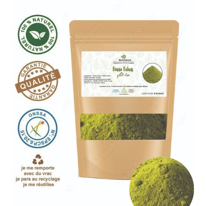 HERBO IDRISSI Katam En Poudre Naturel 500g Henné Coloration Capillaire Végétale Marron