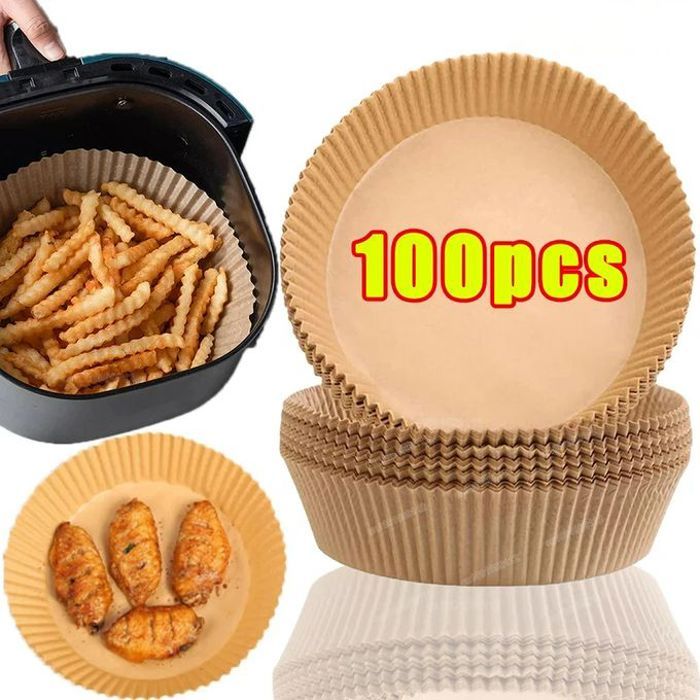 100 papiers antiadhésif rond pour friteuse à air, papier air fryer de qualité alimentaire