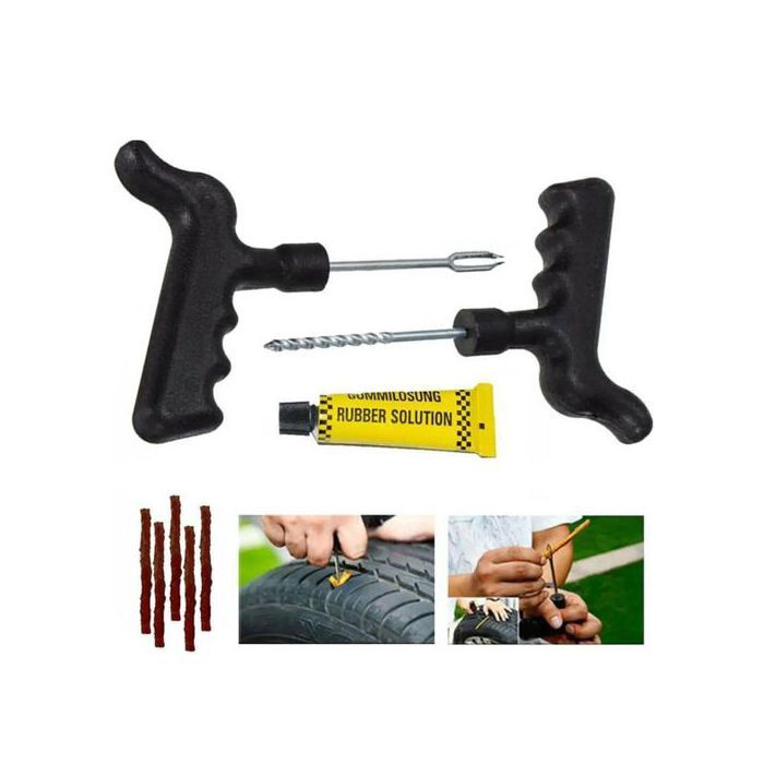 Kit de réparation de pneus tubeless, mèches et outils inclus pour voiture et moto, 5 Bandes de vulcanisation