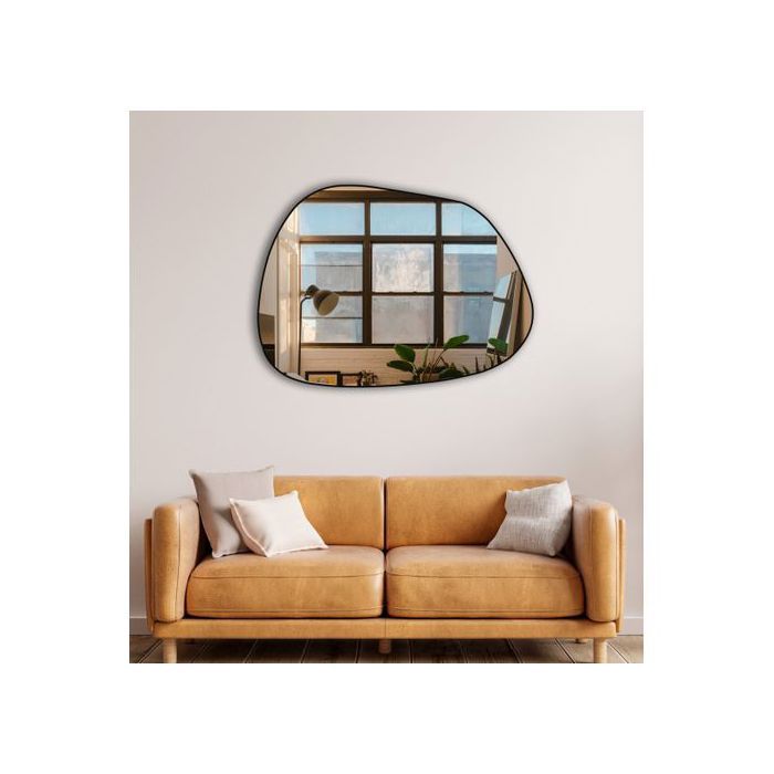 Miroir décoratif cadre noir 62x52cm style galet