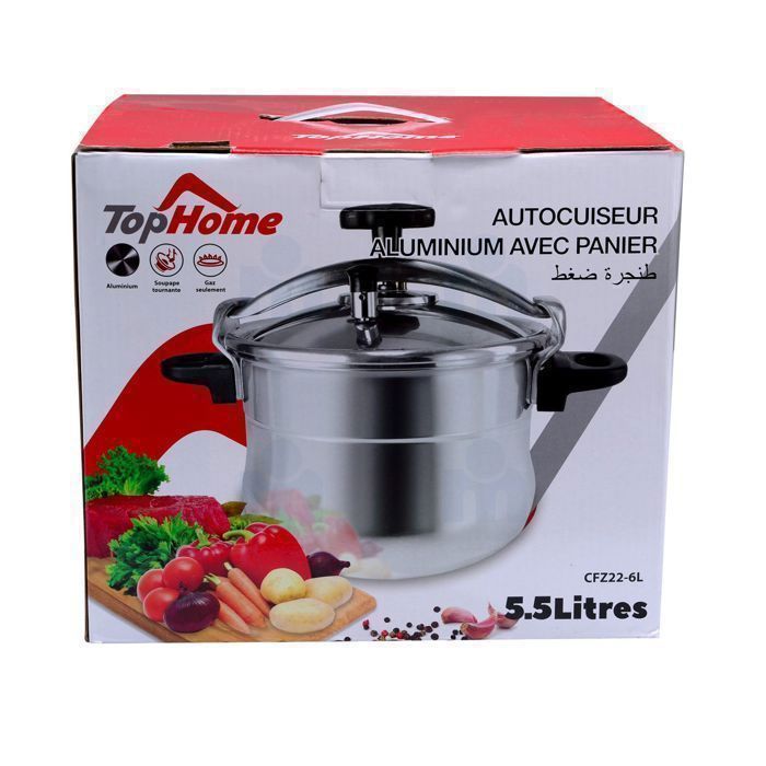 Cocotte autocuiseur aluminium avec panier 5,5 L - TOP HOME