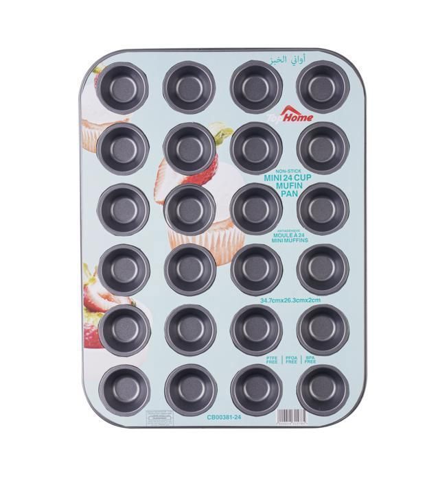Moule à muffins - Non spécifié - 24 muffins - Acier - Antiadhésif - L35,2 x l26,8 x H2 cm
