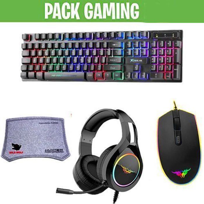 Kit de démarrage de jeu - Xtrike - Clavier, souris, casque + tapis - Filaire - RGB - 1200 ppp