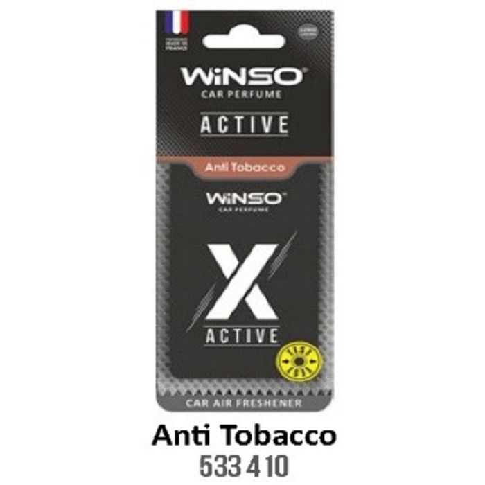 Parfum auto - WINSO - TABLEU X ANTI TABACCO - Élimine les odeurs - Design moderne - Parfum en cellulose
