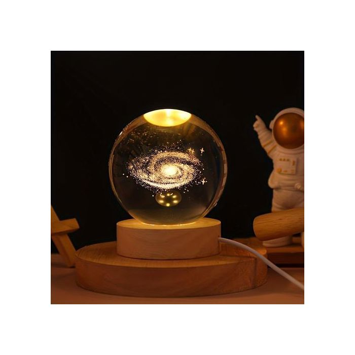 Lampe Veilleuse créative Galaxie Boule de cristal en verre 3D, La NASA Veilleuse LED Pour la chambre