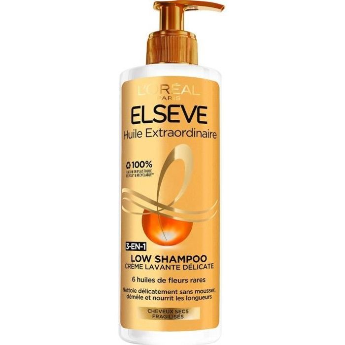 Huile Extraordinaire Elsève L'OREAL PARIS Low Shampoo 3 en 1 - 400 ml
