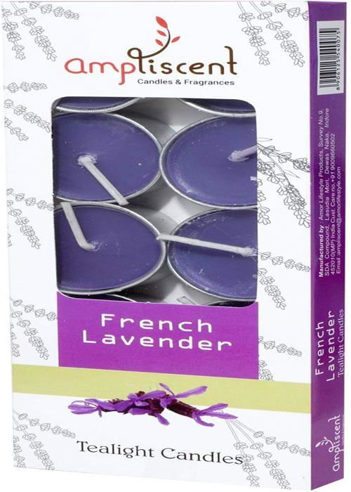 Bougies chauffe-plat - Ampliscent - Lavande française - Lot de 10 - Écologique - 4 heures de combustion