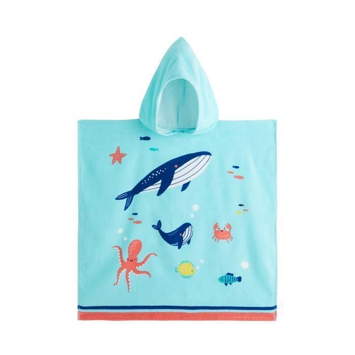 Poncho enfant - ACTUEL - 65x65 cm - Velours imprimé - Doux et chaud - Idéal après le bain