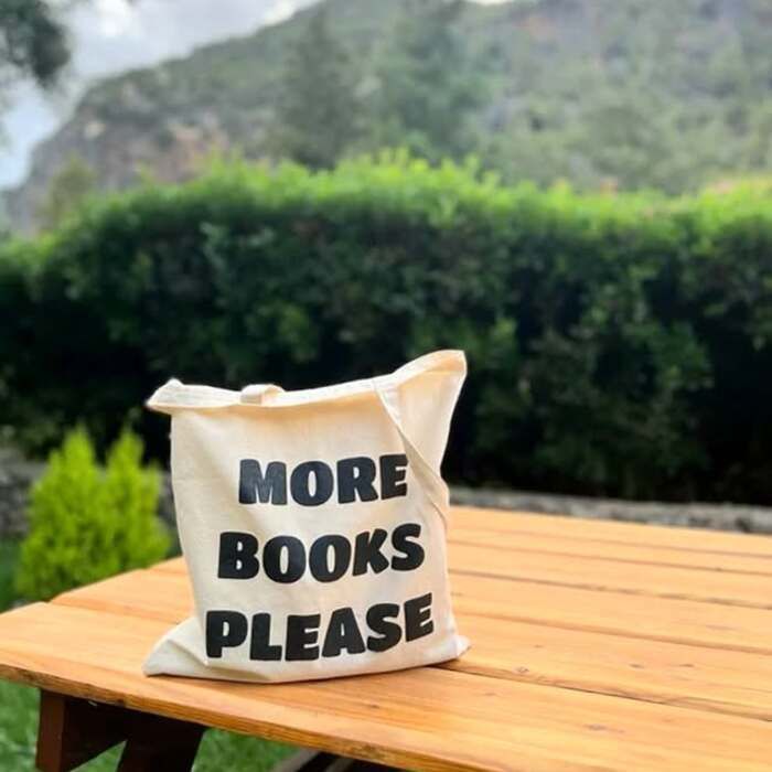 Sac en toile écologique avec impression "MORE BOOKS PLEASE" | Sac tendance pour shopping et livres