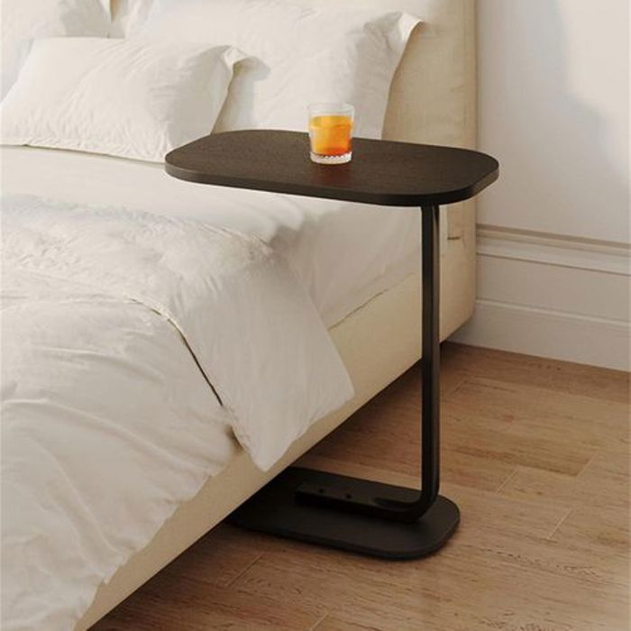 Table d'appoint ovale – Petite table basse en bois avec cadre en métal pour manger