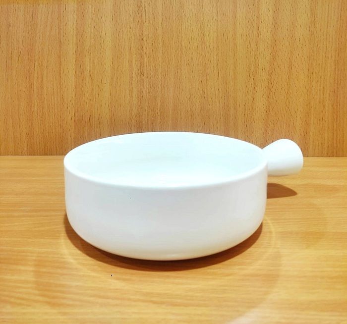 Poêle en porcelaine - MARQUE - Réf 7823-4 - 15 cm - Compatible four et micro-ondes - Blanc