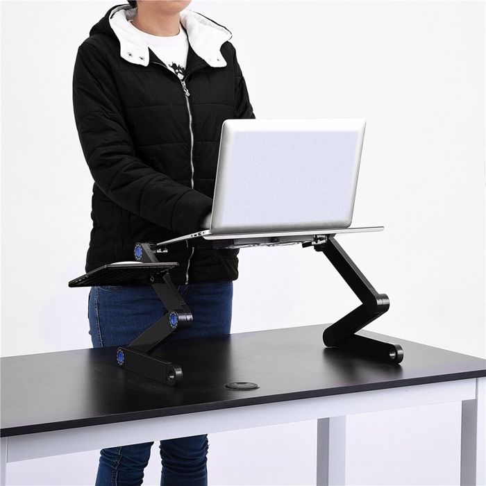 Table T8 d'ordinateur portable,Réglable,Pliable,Support Souris,Double Ventilateurs de refroidissement