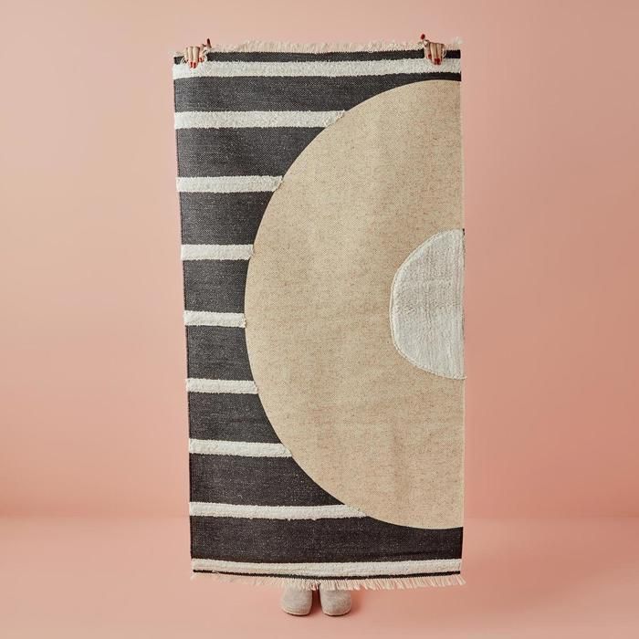 Tapis - BELLA MAISON - Geo Line Punch - Noir - 120x180 cm - Synthétique
