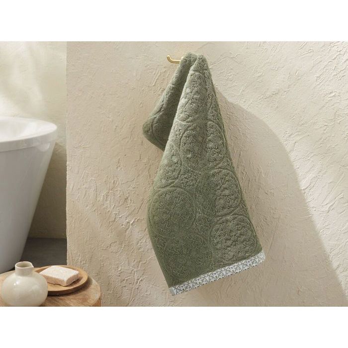 Serviette Invité - Séville - Vert Uni Ciselé - 30 x 50 cm - 100% Coton - 550 g/m²