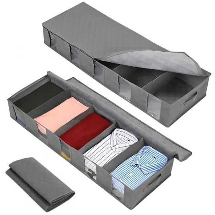 Sac de Rangement pliables sous le lit avec séparateurs, résistant à la poussière, résistant à l'humidité