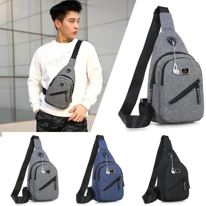 Sac anti-vol de poitrine pour homme femme sac à bandoulière petit sac à dos (Couleur aléatoire)