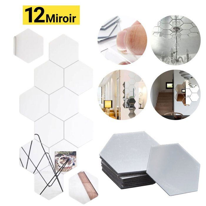 Autocollant Mural Miroir Auto-adhésif Hexagonal Moderne En Acrylique