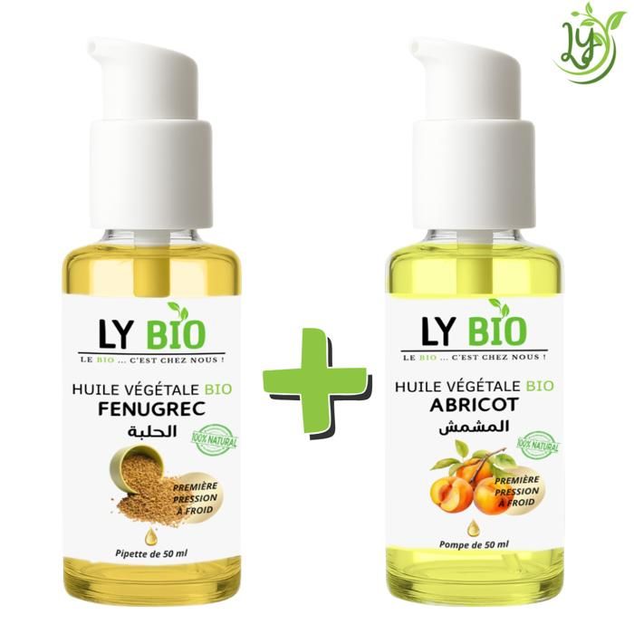 Pack d'huiles - LYBIO - Huile Fenugrec 50ml - Huile Abricot 50ml - Nourrissant - Mixte