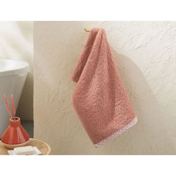 Serviette Invité - Séville - Rose Uni Ciselé - 30 x 50 cm - 100% Coton - 550 g/m²