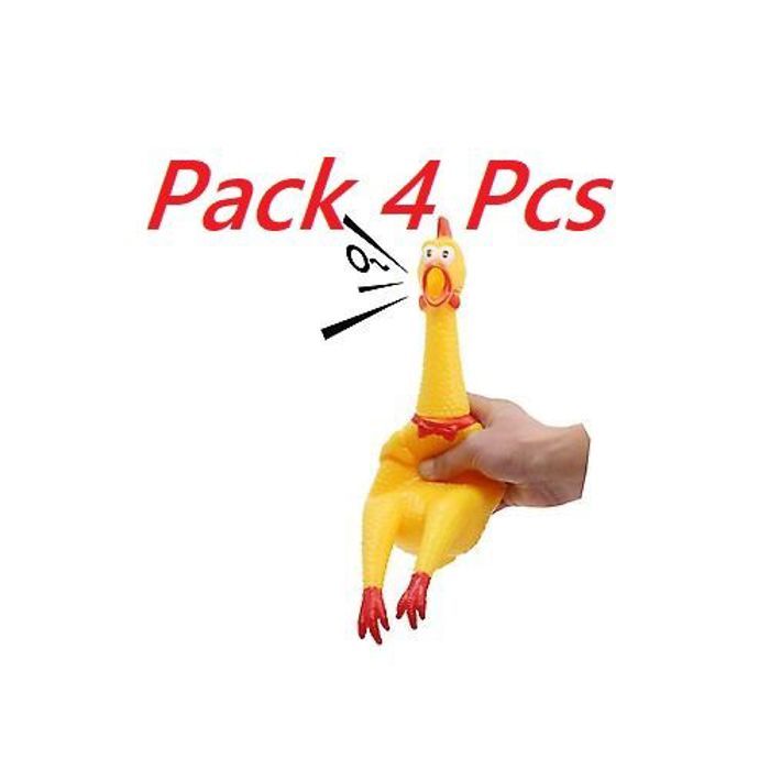 Pack De 4 Pcs Jouet de Poulet Couinant Nouveauté et Durable Très Amusant Enfant et Adulte