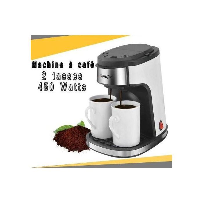Sonifer Cafetière goutte à goutte automatique, Machine à café filtre avec double tasse en céramique