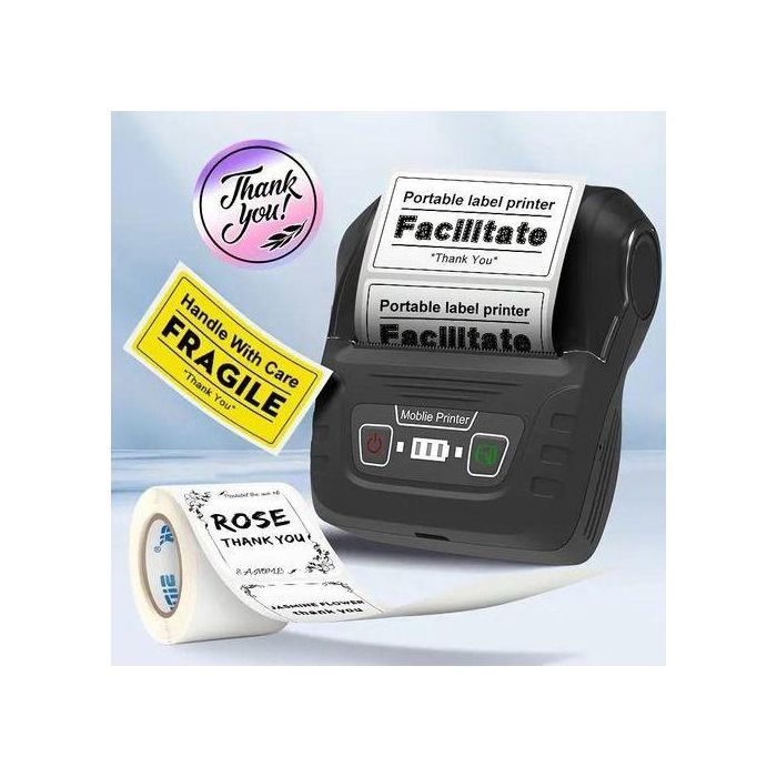 Imprimante Etiquette Bluetooth Code Barres Thermique Autocollant Étiqueteuse Portable pour Petites Entreprises, Bureau,Maison,
