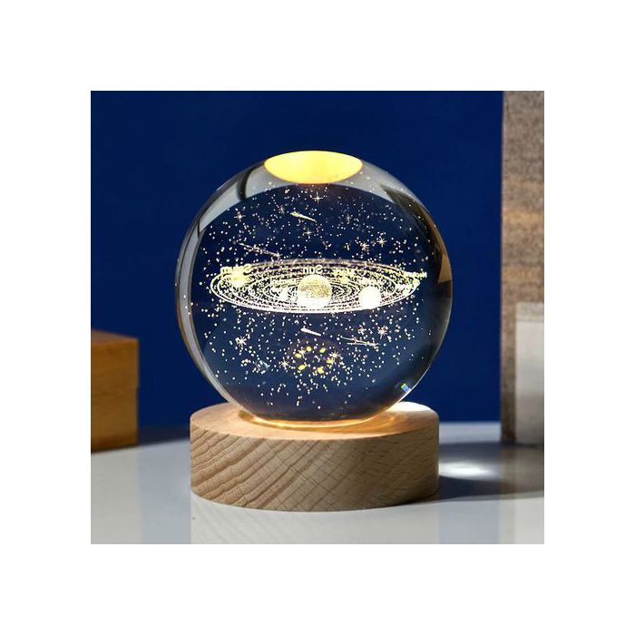 Lampe Veilleuse Créative System Solaire Boule de cristal en verre 3D